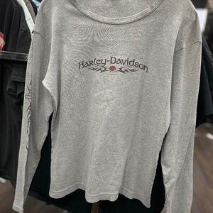 Vintage Harley-Davidson Long Sleeve Shirt Women’s L Gray Biker Graphic Tee